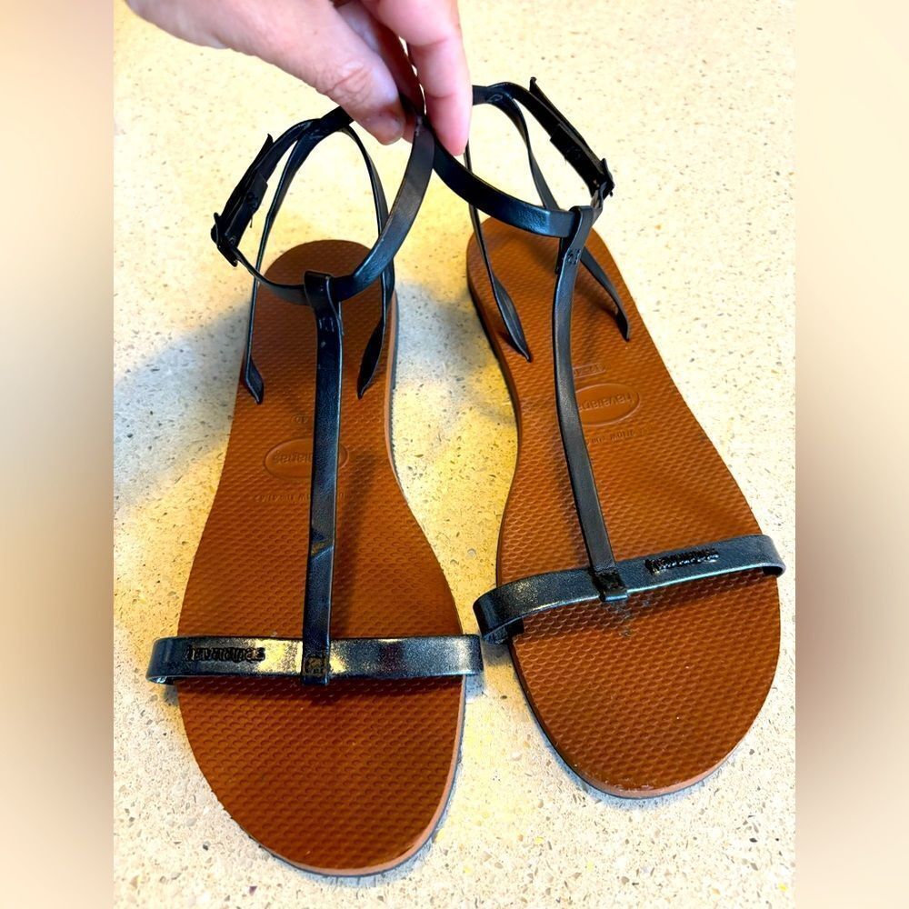 Gunmetal Black and Brown Women's Sandals